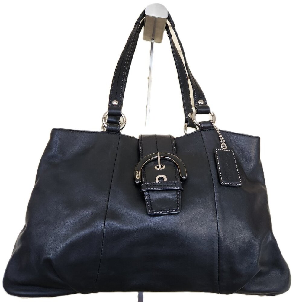 Euc Coach Soho East West Black Leather Shoulder Bag Purse